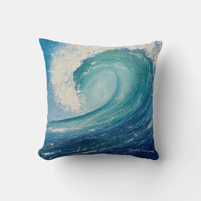 Ocean Curling Wave Pillow (Front)