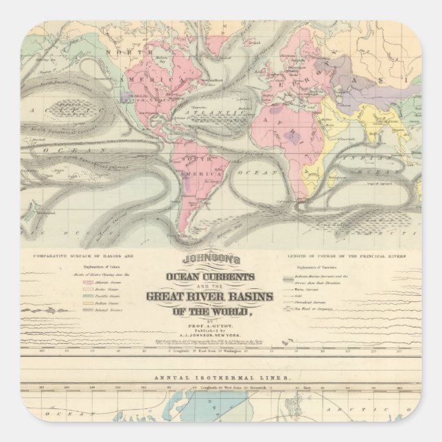 Ocean Currents and the Great River Basins Square Sticker (Front)
