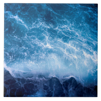 Ocean - Dark Blue Waves Ceramic Tile