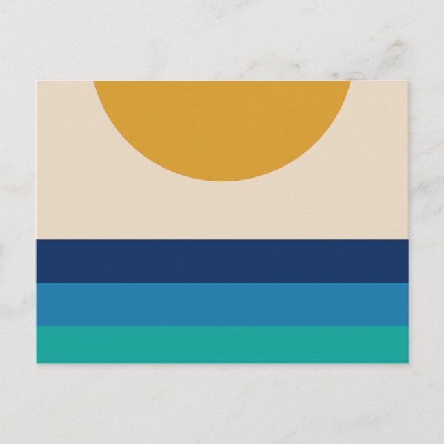 Ocean Dawn Sunset Ocean Waves Minimalism Postcard (Front)