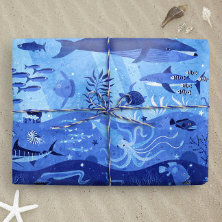 Ocean Depth Zones - Undersea Animals L Wrapping Paper