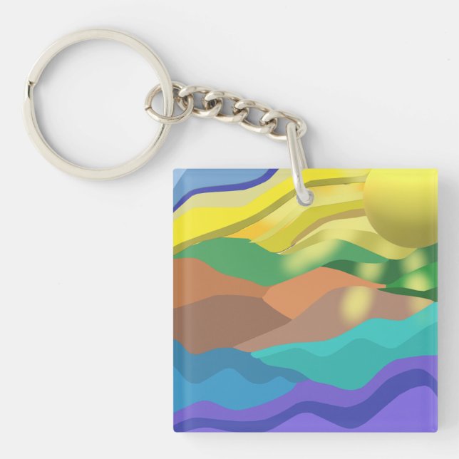  Ocean Dessert Summer Landscape Abstract  Key Ring (Front)