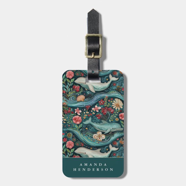 Ocean Dolphin Luggage Tag (Front Vertical)