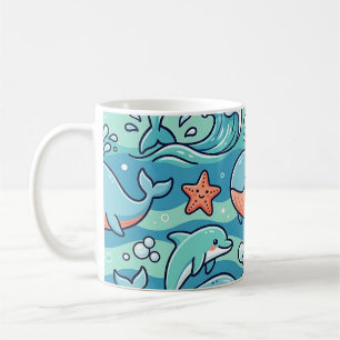 Ocean Dolphin Pattern Mug – Cute Sea Design