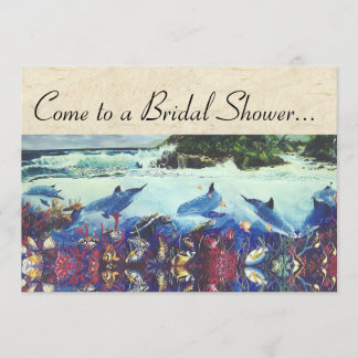 Ocean Dolphin Sea Turtle Fish Bridal Shower Invite