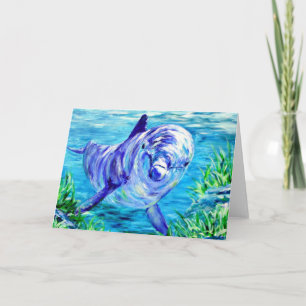 Ocean Dolphins Painting Dolphin Underwater Picture Card
