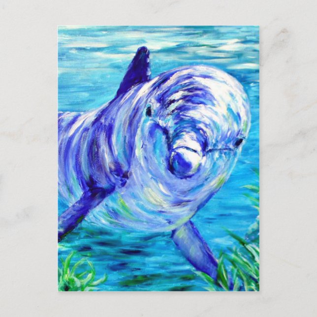 Ocean Dolphins Painting Dolphin Underwater Picture Postcard (Front)