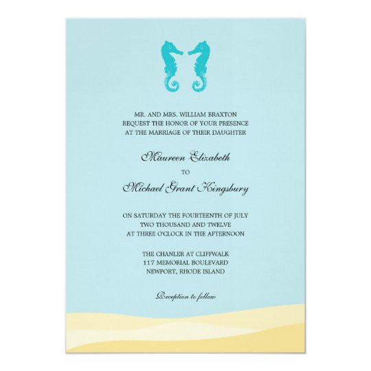 Ocean Double Seahorse Wedding Invitations