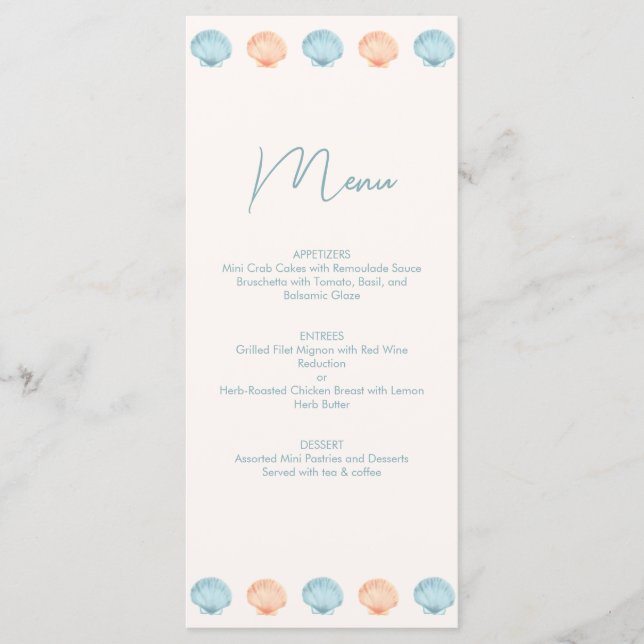 Ocean drawings Wedding Menu  (Front)