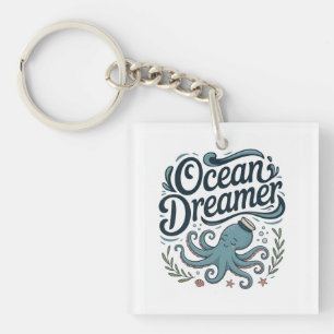 Ocean Dreamer Cute Little Octopus with Sea Element Key Ring
