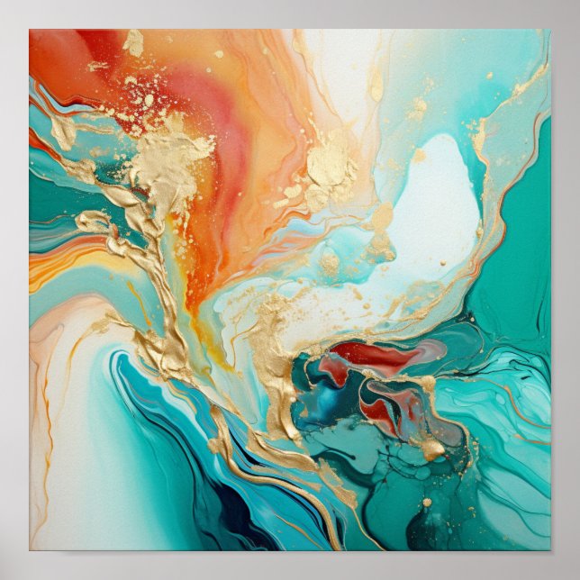 Ocean Dreams III Dutch pour design Poster (Front)