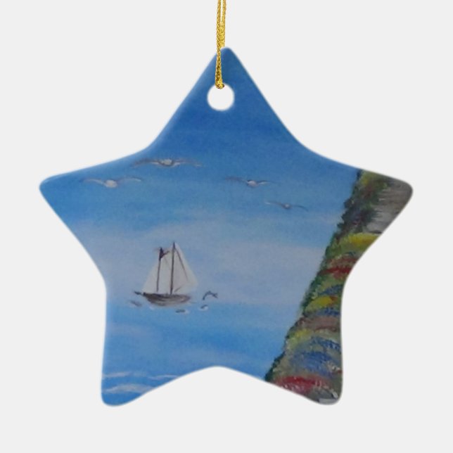 Ocean Dreams Square Ceramic Ornament (Front)