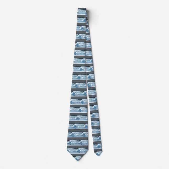 Ocean Dreams Waves Night Moonlit Sea Beach Surf Tie (Front)