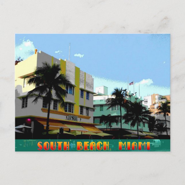 Ocean Drive Art Deco poster Postcard (Front)