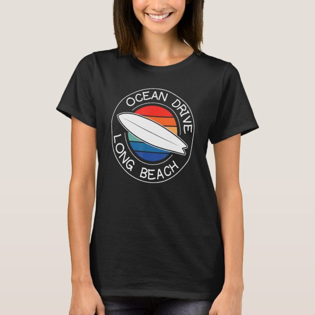 Ocean Drive Long Beach Surfing Heaven Love To Surf T-Shirt (Front)