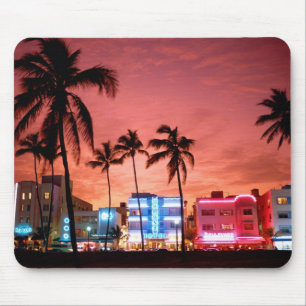 Ocean Drive Miami Beach Skyline Computer Mousepad