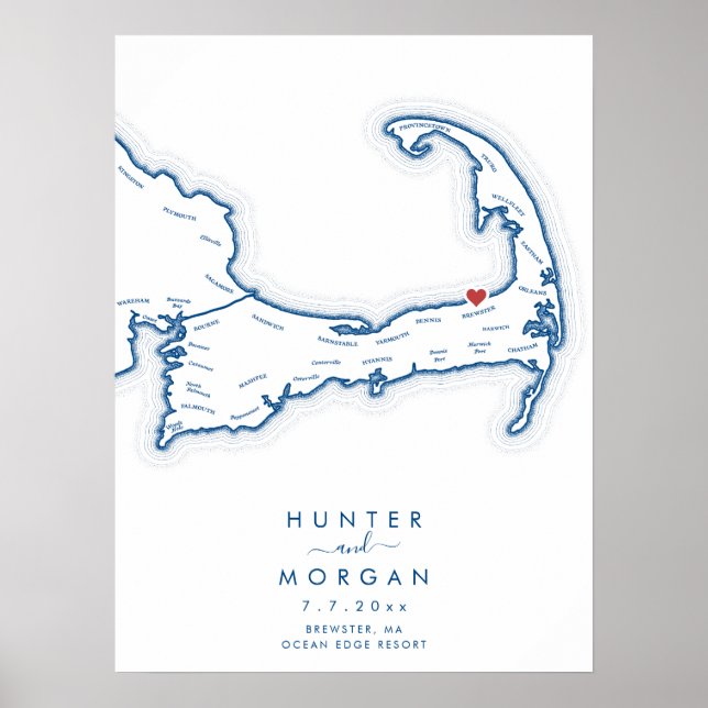 Ocean Edge Resort Wedding Navy Guest Book Poster (Front)