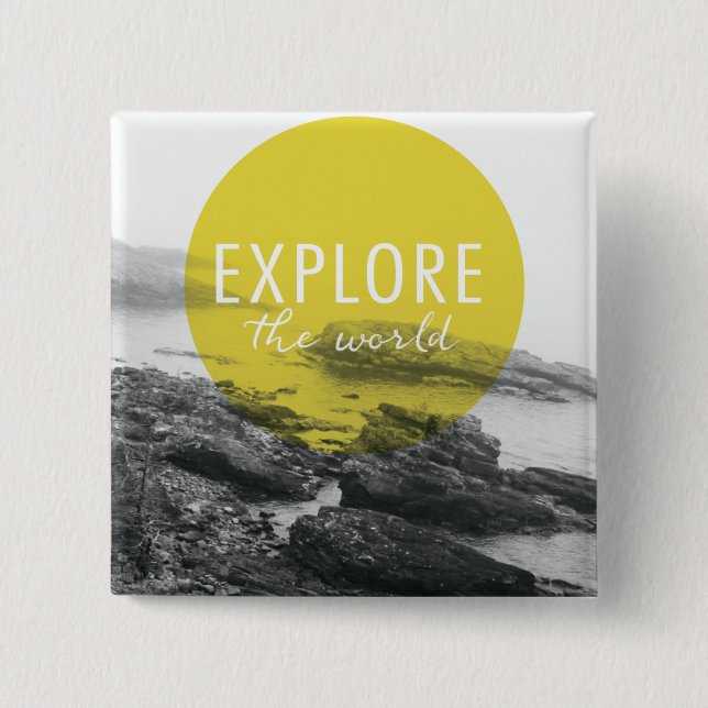 Ocean | Explore The World Quote 15 Cm Square Badge (Front)