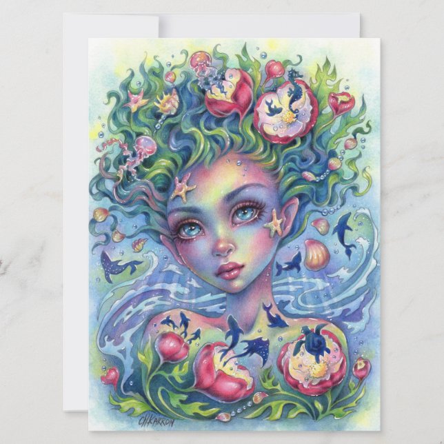 Ocean Eyes Mermaid Fantasy Girl Sea Art Cards (Front)