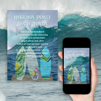 Ocean Family Reunion Surboards Invitation
