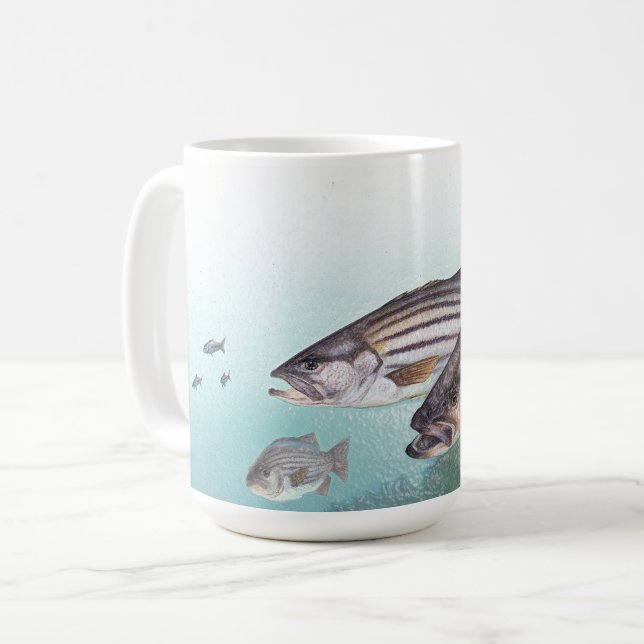 Ocean Fishing Striped Bass Fish Sea Mug (Front Left)