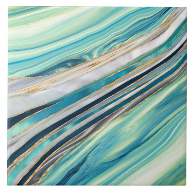 Ocean Flow abstract Ceramic Tile (Front)