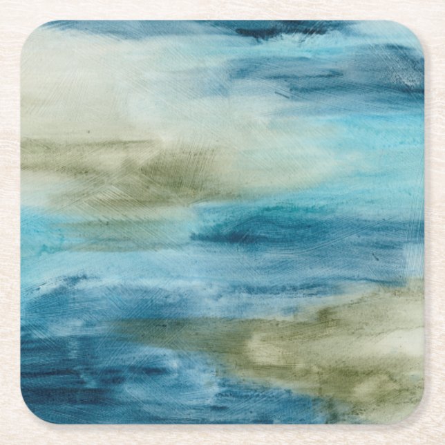Ocean Flow II Square Paper Coaster (Front)