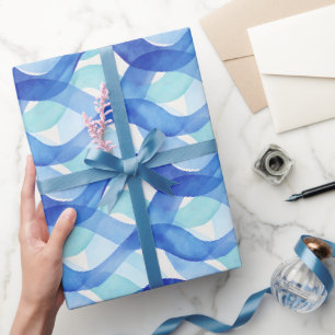 Ocean Flow Watercolor Wave Pattern Wrapping Paper