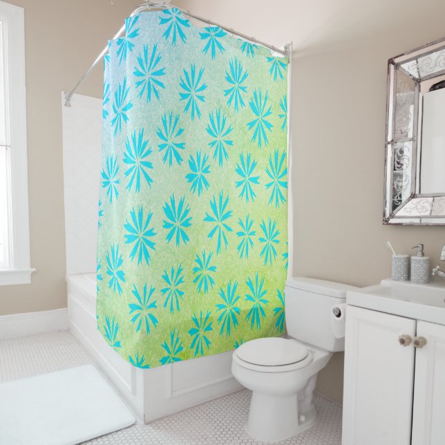 Ocean Flower Shower Curtain (In Situ)