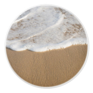 Ocean foam on beach ceramic knob