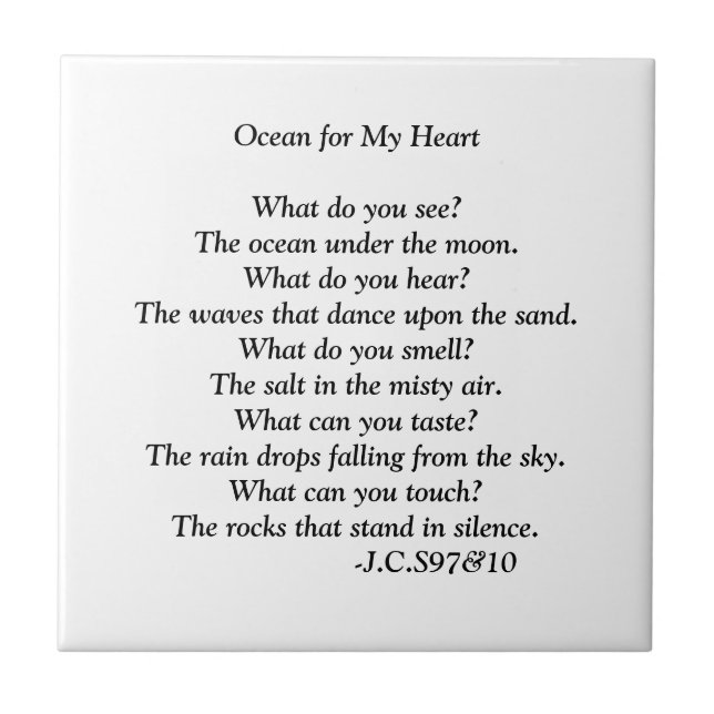 Ocean for my Heart poem. Tile (Front)