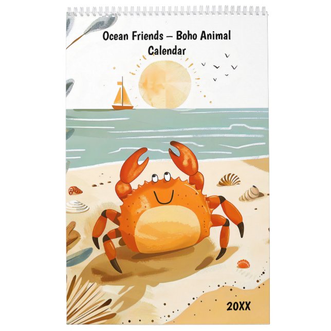 Ocean Friends – Boho Animal Calendar 2026 (Cover)