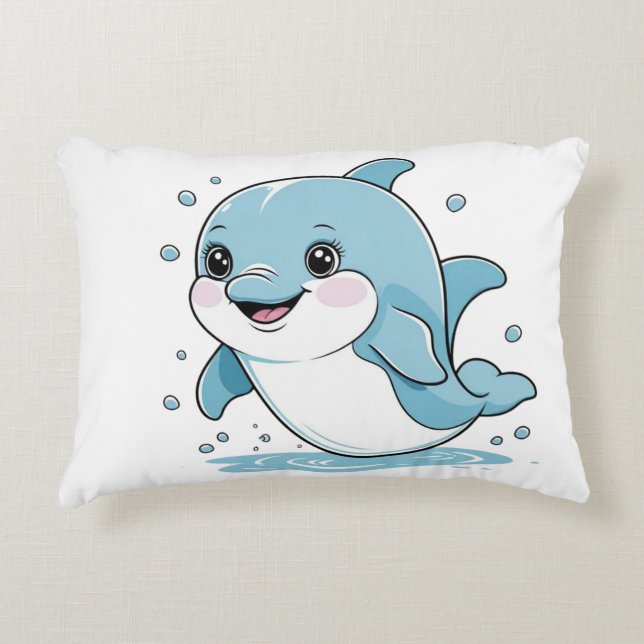 Ocean Friends Cute Sea Creatures Dolphin  Decorative Cushion (Front)