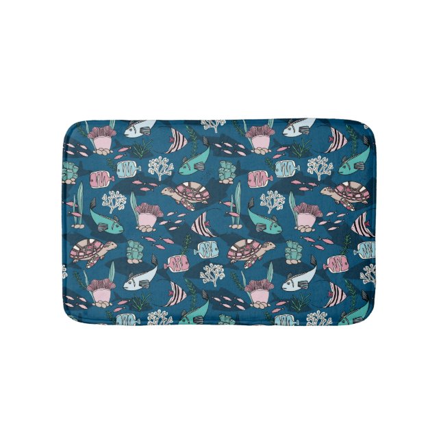 Ocean Friends kids pattern Bath Mat (Front)