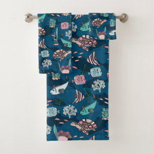 Ocean Friends kids pattern Bath Towel Set