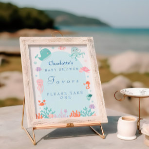 Ocean Friends Pastel Baby Shower Favour Sign