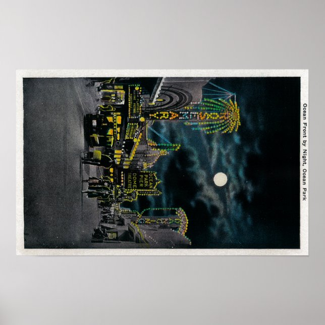 Ocean Front at Night, Ocean Park Poster (Front)