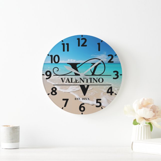 Ocean Front V Monogram Large Clock (Home)