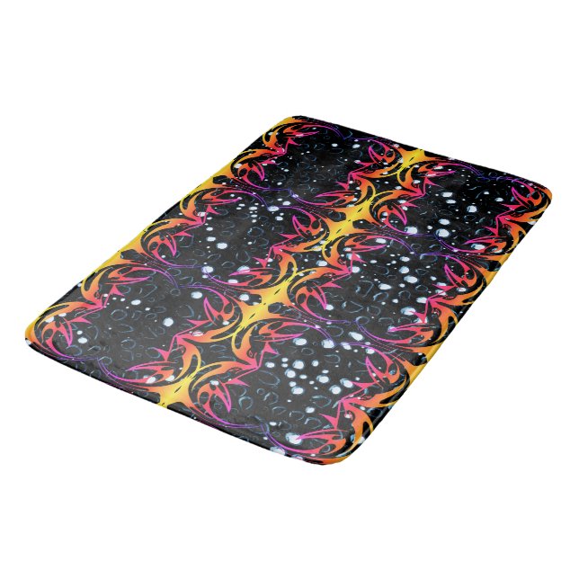 Ocean Fun Dolphins - Midnight Black Bath Mat (Angled)