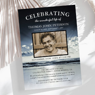 Ocean Funeral Celebration of Life Photo Invitation