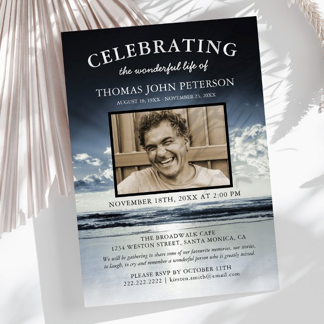 Ocean Funeral | Celebration of Life Photo Invitation (Creator Uploaded)