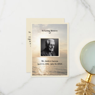 Ocean Funeral Memorial From Family Thank You Card