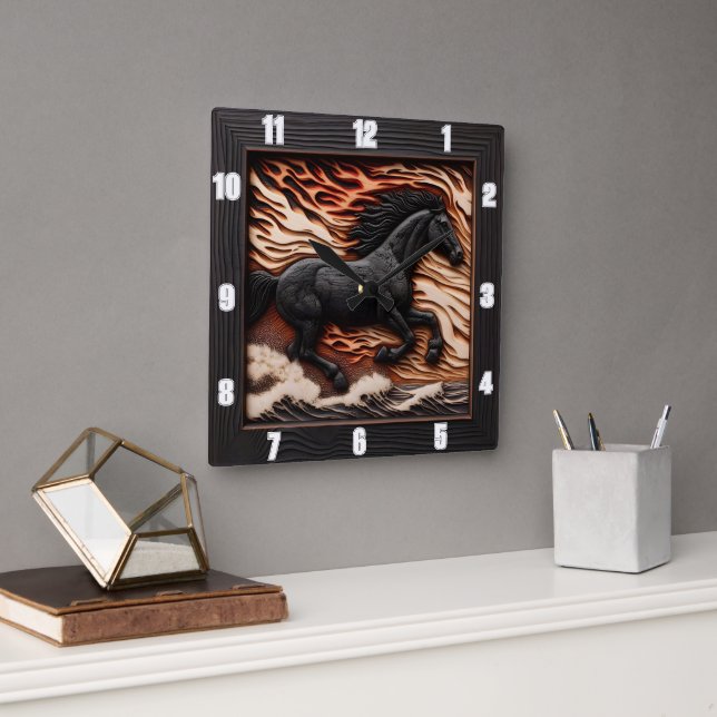 Ocean Gallop Time: Equine Wave Clock (Office)