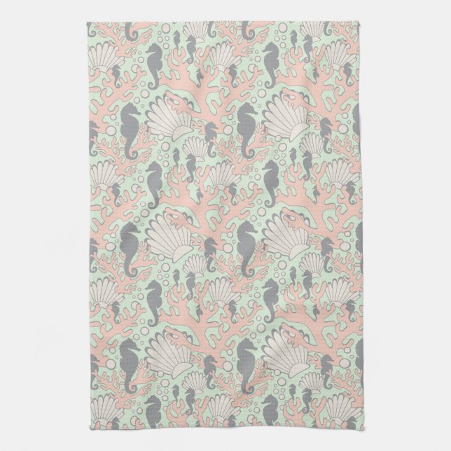 Ocean Gardens Pastel Kitchen Towel (Vertical)