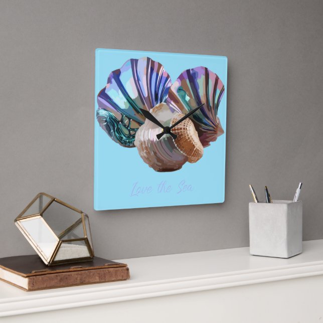 Ocean Gems Square Wall Clock (Office)
