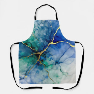 Ocean Geode Alcohol Ink Gold Veins Apron