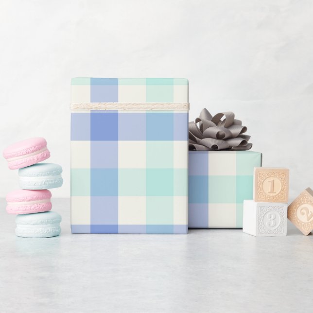 Ocean Gingham - Wrapping Paper (Baby Shower)