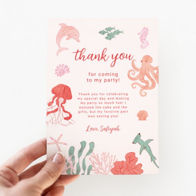 Ocean Girl Birthday Party Thank You Card (Creator Uploaded)
