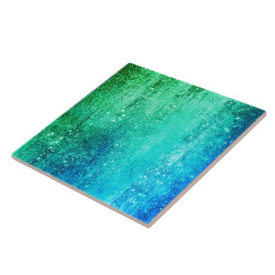 Ocean glam gradient blue-green ceramic tile