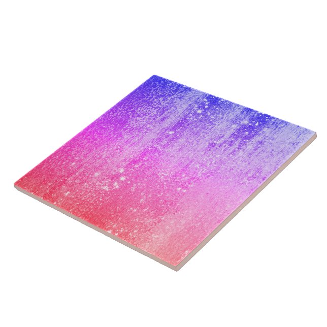 Ocean glam gradient pink-blue ceramic tile (Side)